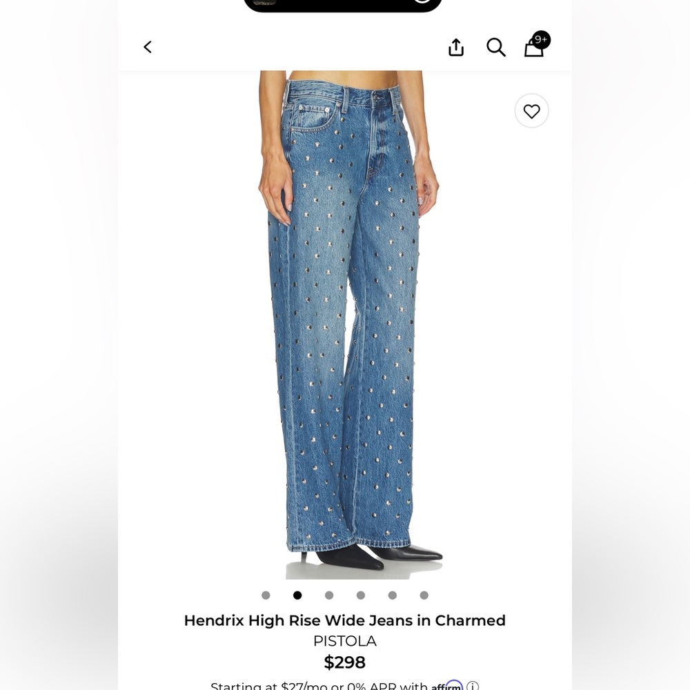 Pistola Embellished Blue Wide Leg Jeans
